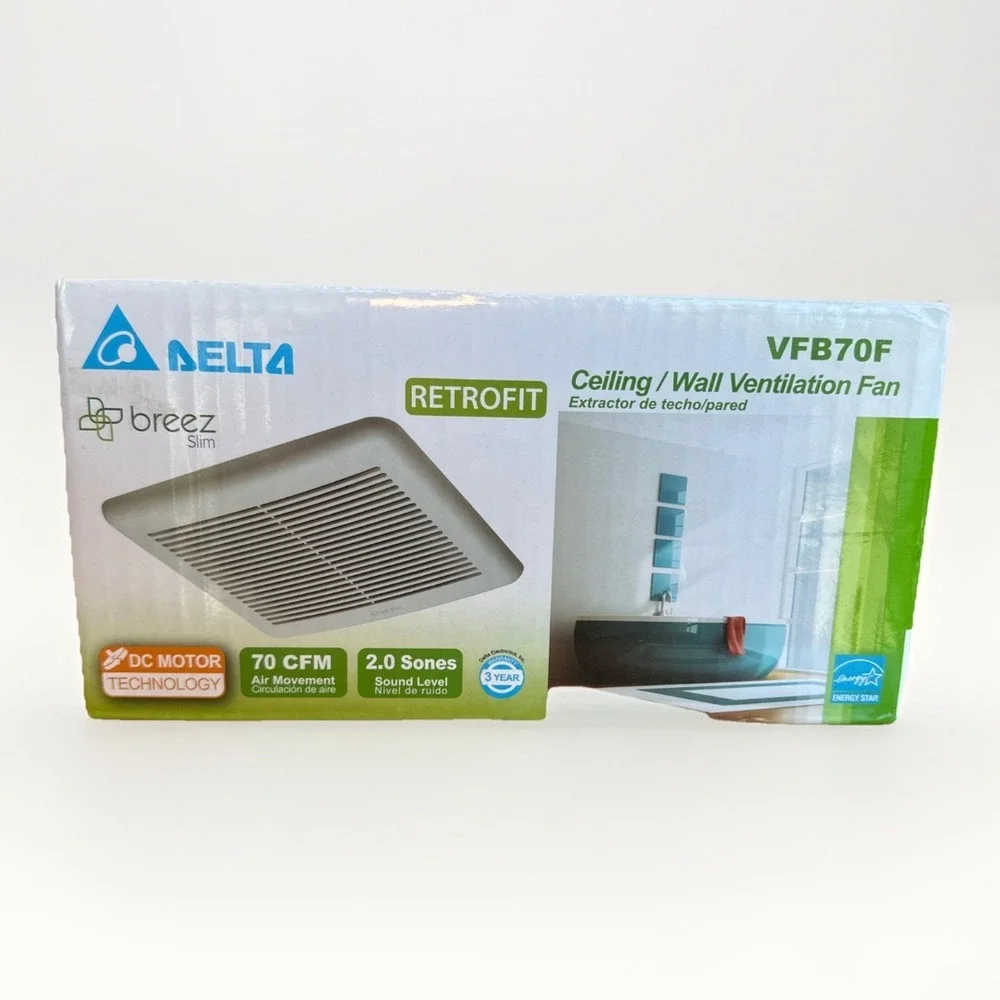 Delta‎ Breeze Slim Retrofit Ceiling Wall Ventilation Fan VFB70F New